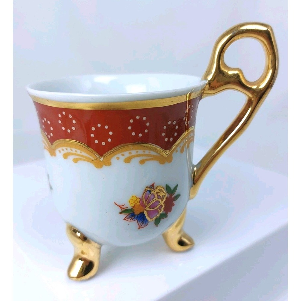 Vintage Demitasse Espresso Cup Porcelain Floral Ornate Gold Bavaria Germany 3.5"